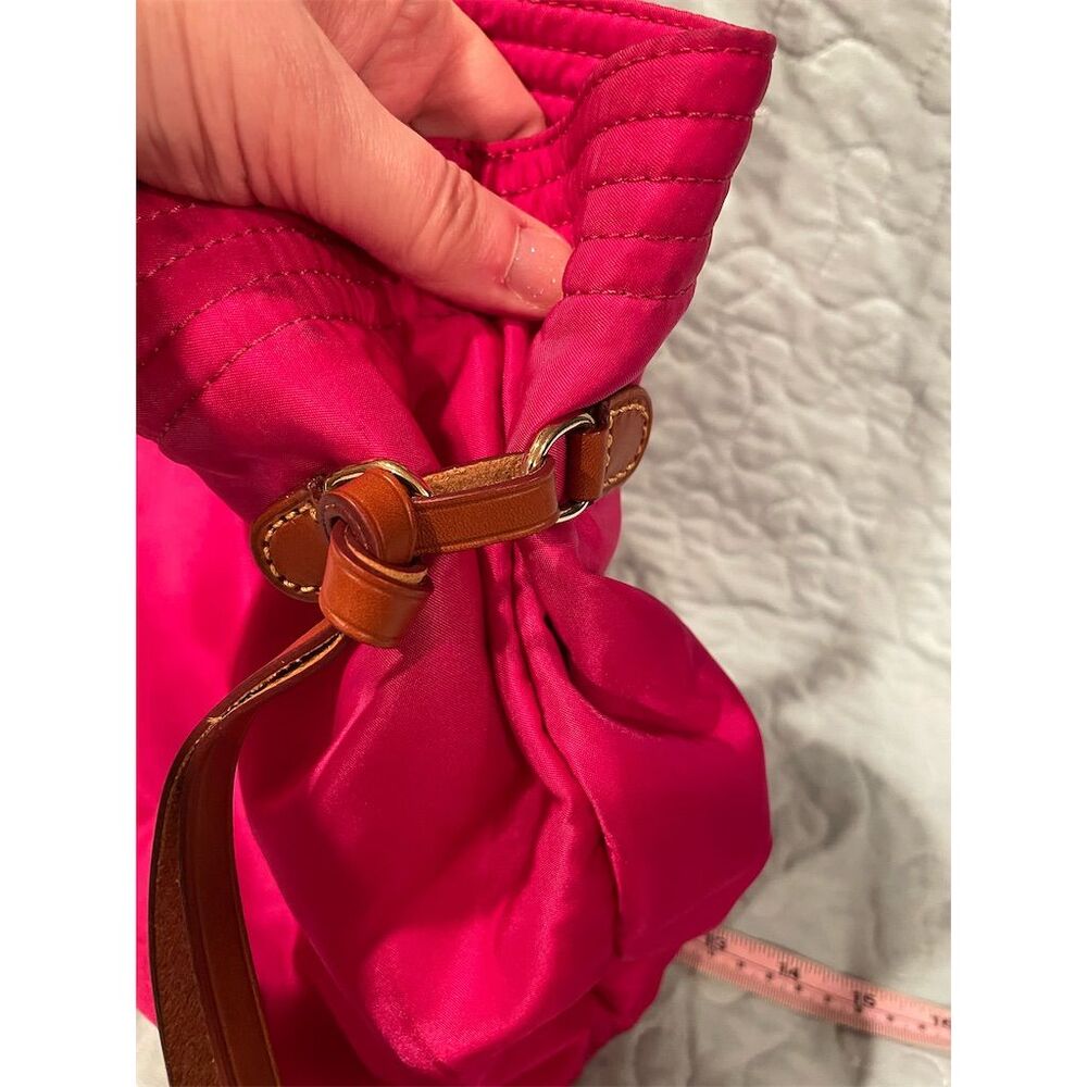Dooney & Bourke Women's Bright Pink Nylon Tote Bag with Leather Trim - Picture 5 of 16
